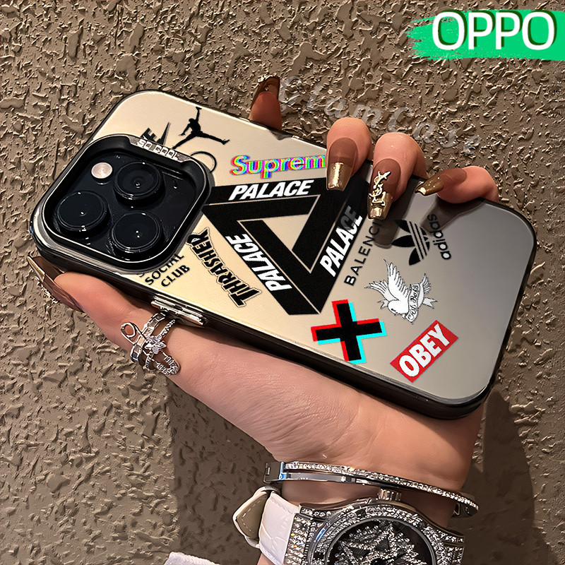 Kekinian Label Glossy Hologram PC Case OPPO A18 A57 A16 A15 A17 A60 A3x A3s A5s A54 A53 A12 A31 A58 