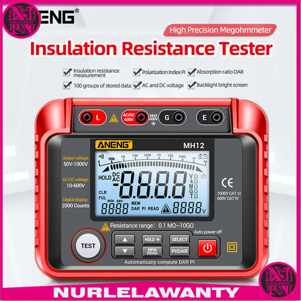 

- ANENG Digital Megohmmeter Voltage Tester Multifunction Megger Tool - MH12 -