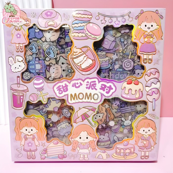 RNL NEW MOMO STICKER ISI 100 PCS kawaii stiker lucu box viral cute murah