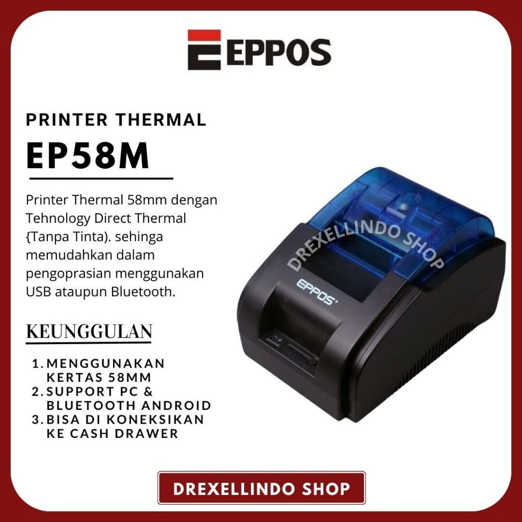 

Printer Thermal 58mm EPPOS EP-58M / EP58M / RPP02 USB Bluetooth