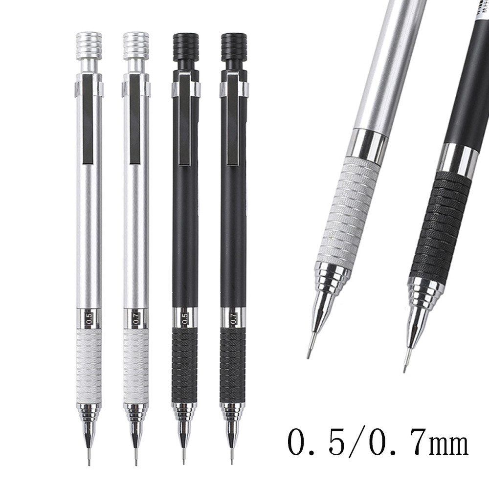 

2Pcs/Set 0.5/0.7mm Semimetal Mechanical Pencil Smooth Writing Drawing Automatic Pencil Office School Stationery Supplies