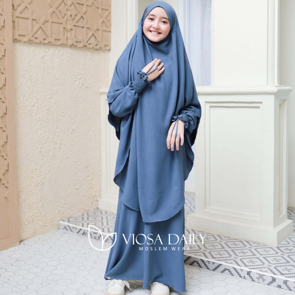 MINA KIDS Set Abaya French Khimar Anak Perempuan Usia 7 - 12 Tahun