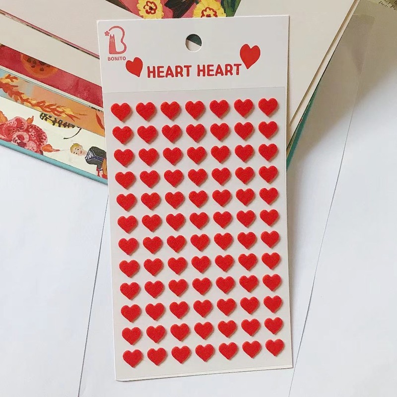 

168Pcs Small Red Heart Korea Stickers Scrapbooking Material Photo Album Journal Kid's Toy Decorative 3D Felt Sticker Stationery