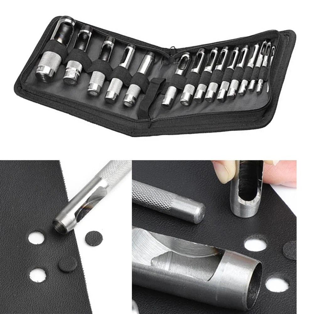 

12PCS 3-19mm Leather Craft Round Hollow Hole Punch For Belt Watch Band Gasket Hand Tools Punches Accessory In Stock Wholesale
