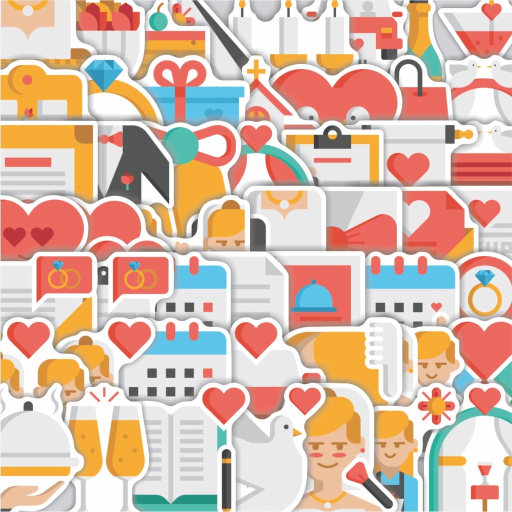 

Stiker Cutting Pack Stikeri Ikon Wedding Party [Pesta Pernikahan] Isi 100Pcs Series Aesthetic Lucu Keren Untuk Koper Bahan Vynil