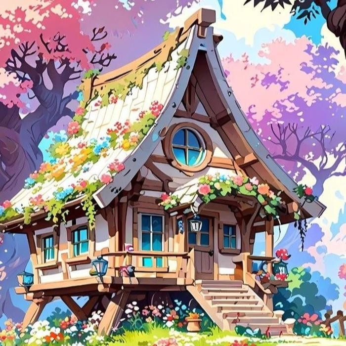 

౨Accessoriesৎ~ Terlaris [KYM12] Diamond Painting Set 5D full drill SQUARE Kreatifitas ( 30cm x 40cm ),keterampilan dan mainan anak - Small House