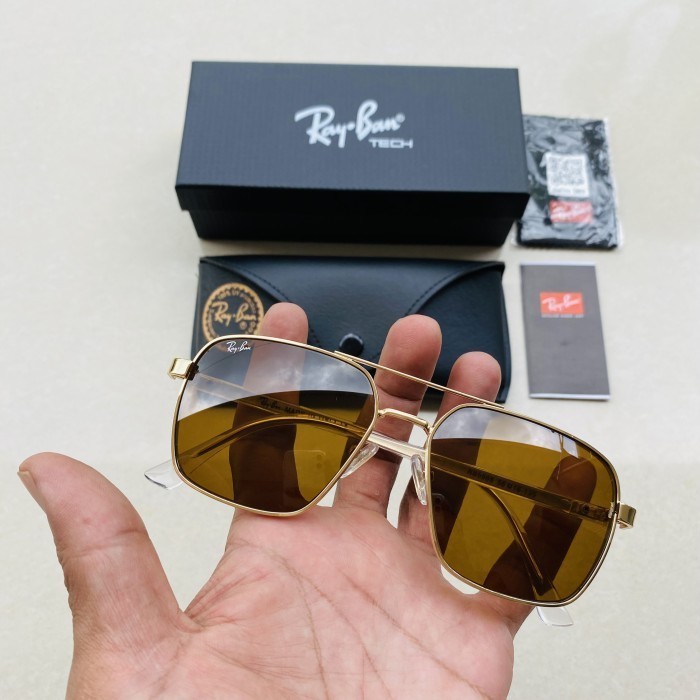 kacamata rayban pria rb 5668 frame gold kaca coklat