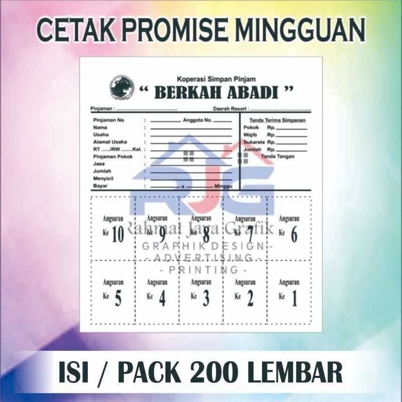 

Cetak Kartu Promise Mingguan 200 Lembar Angsuran Koperasi Simpan Pinjam