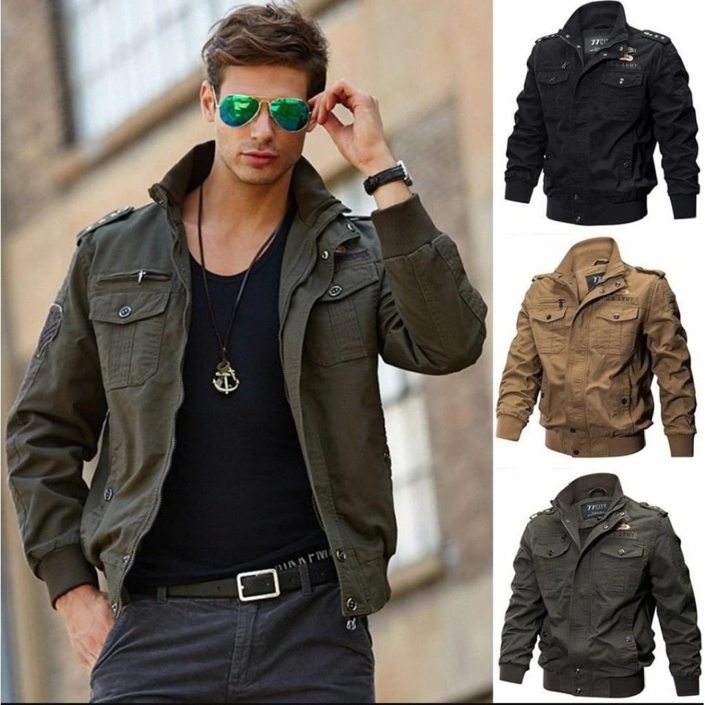 BACE.SHOP jaket bomber us army pria jaket motor pria jaket distro jaket bomber canvas pria