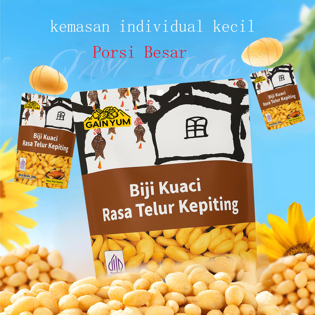 

Paket Besar Gain Yum - Kuaci Kupas Rasa Telur Kepiting Lezat 208g, Snack Favorit Indonesia untuk Camilan Sehat dan Praktis