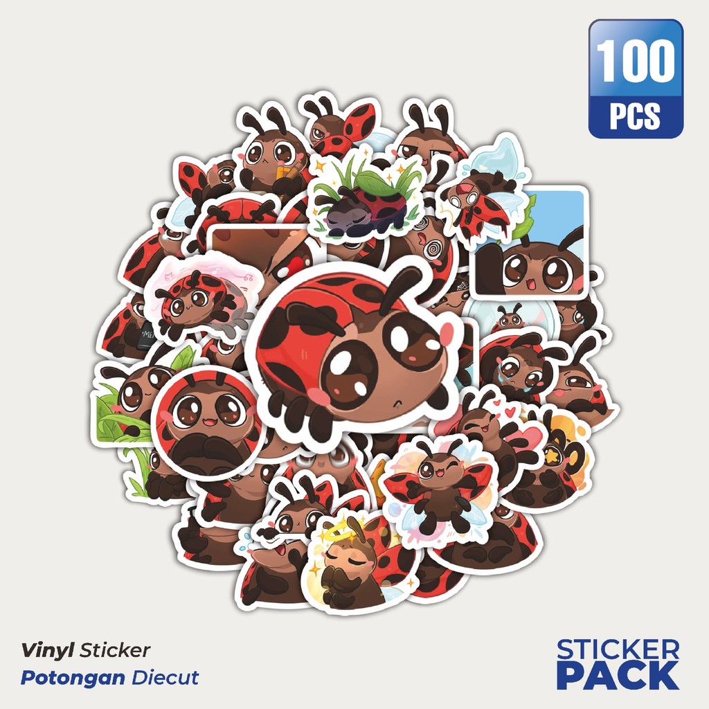 

Stiker Vinyl Funny Character Mayusha The Cute Ladybug Waterproof Aesthetic- Untuk Laptop, Motor, dan Helm - Paper Stationery Pack