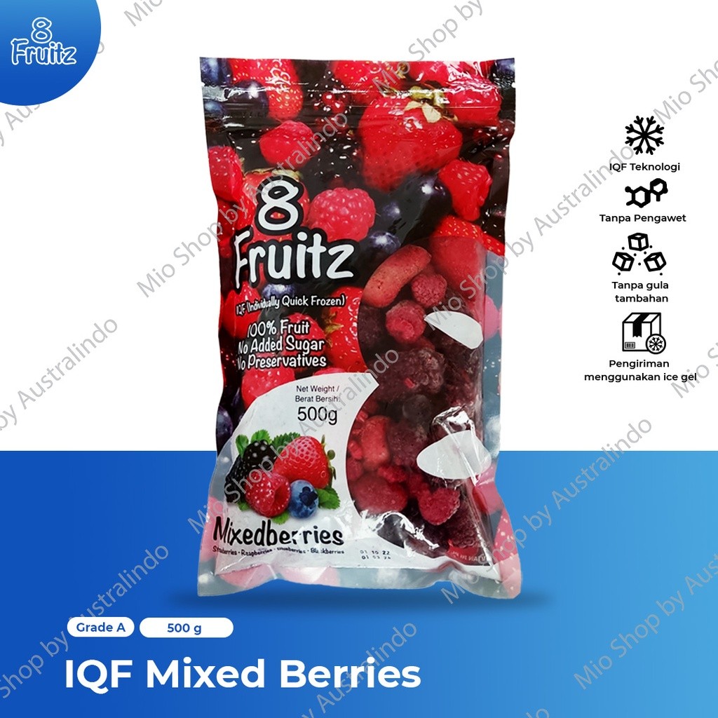 

8 Fruitz frozen mixed berry/frozen mixed berries/frozen mix berry/frozen mix berries beku 500 Gr