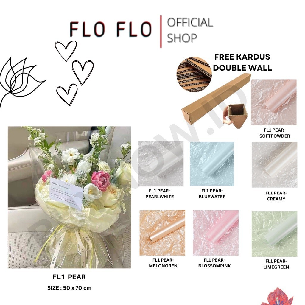 

FLO FLO - (5 LEMBAR) - FL1 PEARLESCENT Kertas Bunga Buket Waterproof Color / Kertas Buket Bunga Florist Cellophane