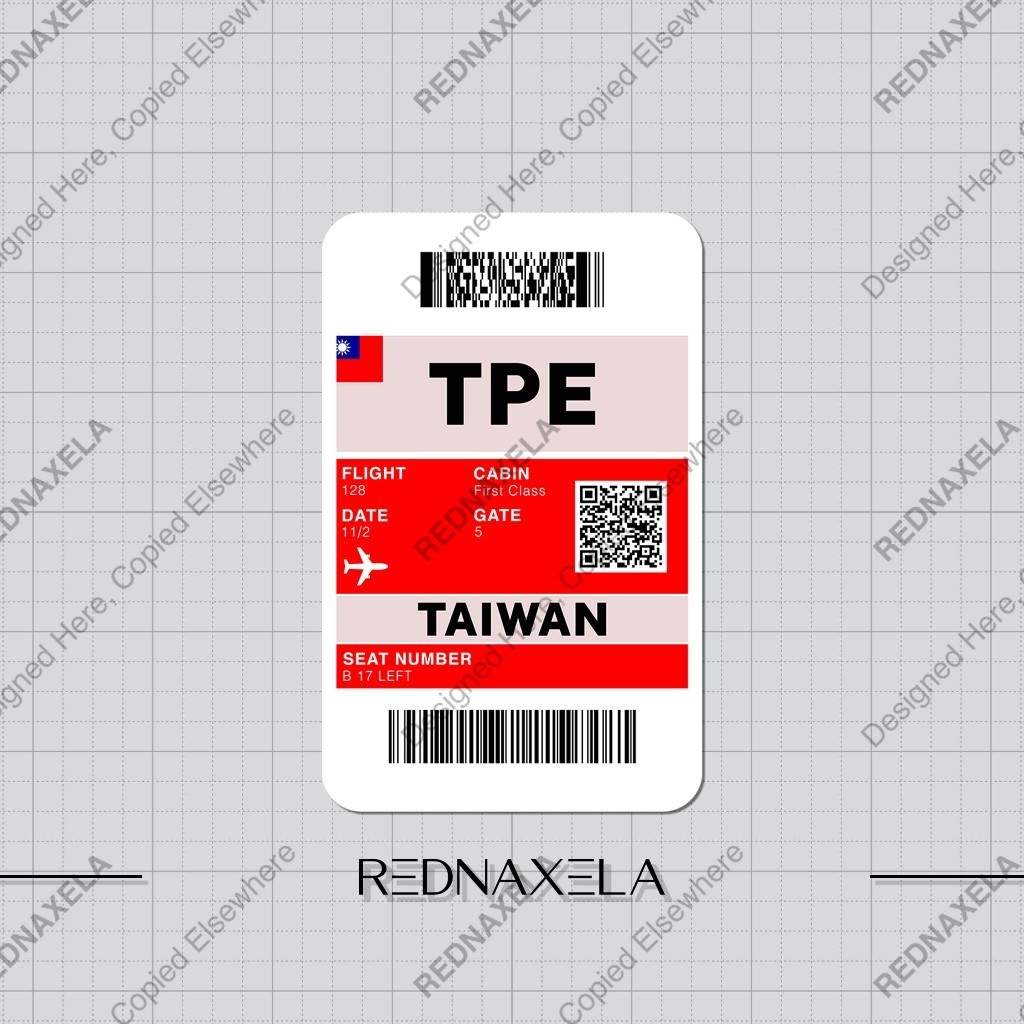 Stiker Vinyl Boarding Pass TPE Taipei Taiwan Stiker Koper Outdoor Waterproof Sticker