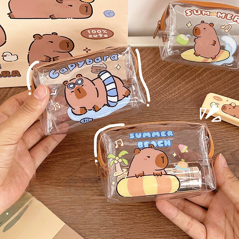 

Tempat Pensil Capybara Transparan Pouch Kapibara Resleting Sekolah Kantor Pencil Case S-PC016