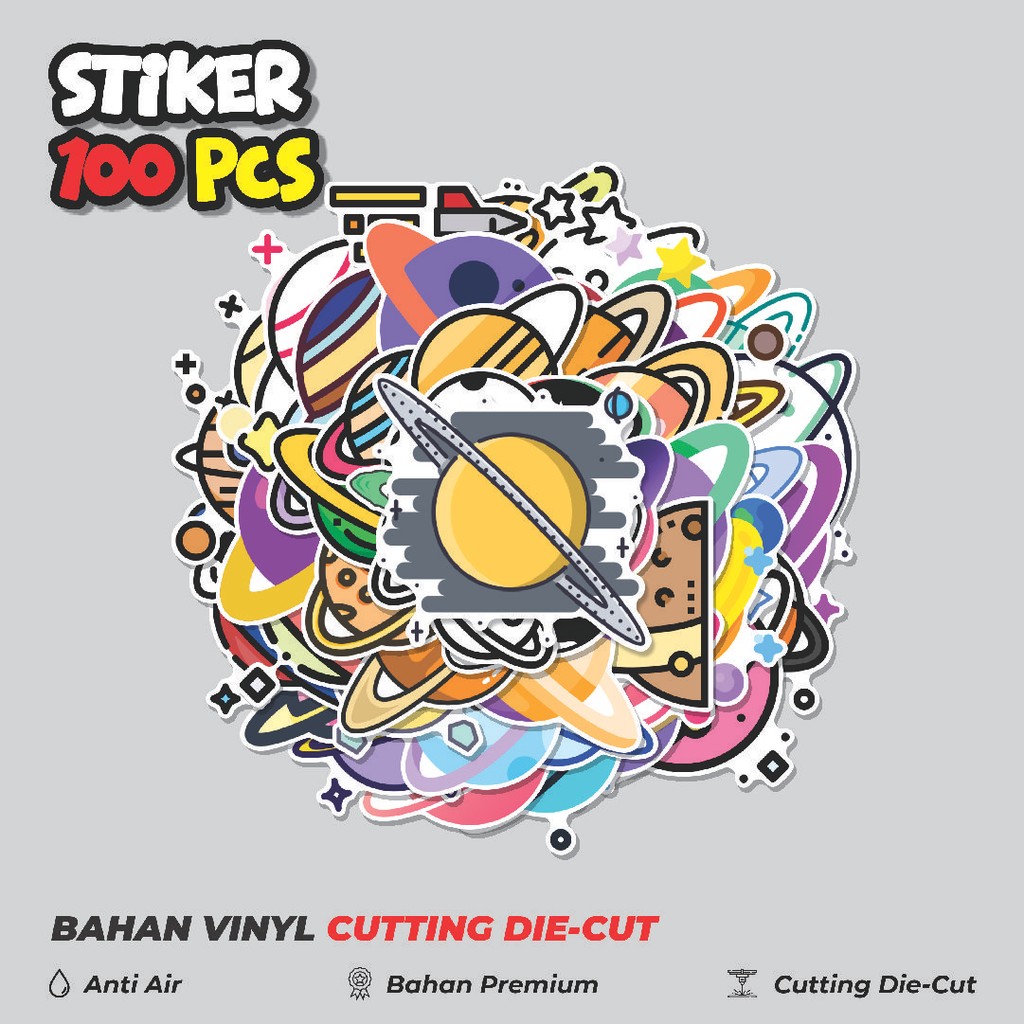 

Terbaru! 50 pcs Stiker Planet Saturnus Tata Surya Dekorasi Lucu Kreatif untuk Notebook, Skateboard, HP