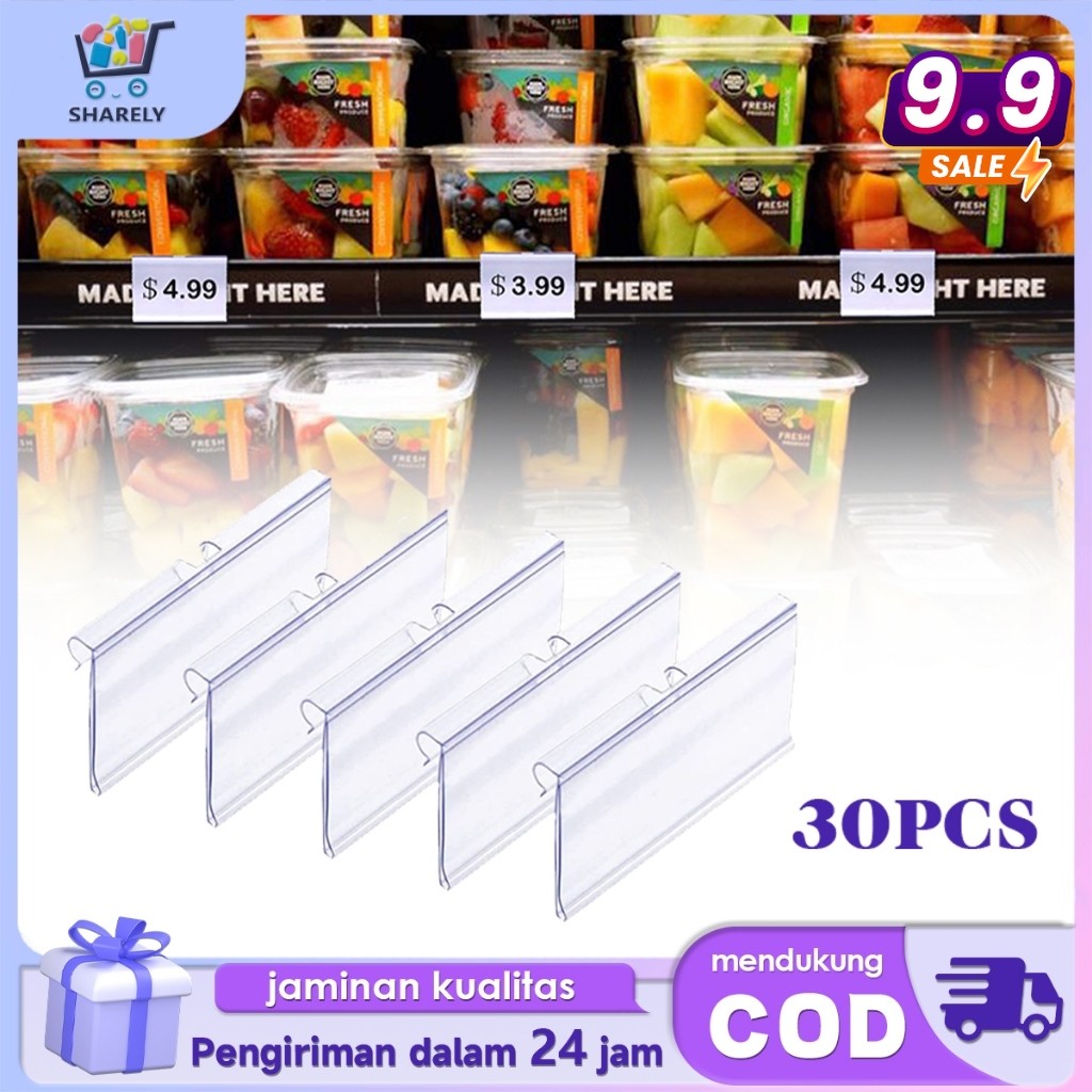 

30pcs Label Harga Barang Gantung Transparent Price Tag Holder Label Display Harga Supermarket