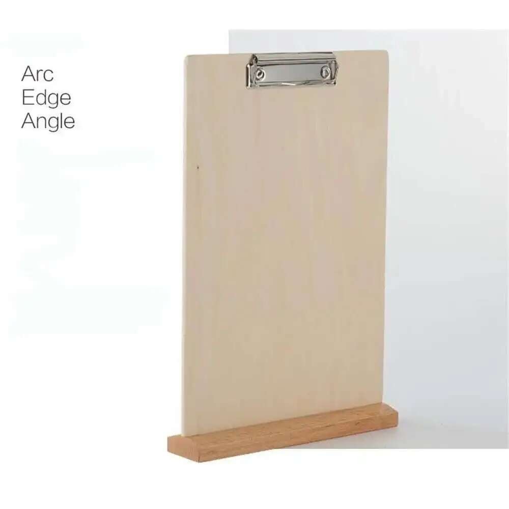 

A4/ A5 Wooden Paper Clip Plate Stand Restaurant Menu Display Table Desk Top Sign Price List Paper Sheet Poster Snap Photo Clip