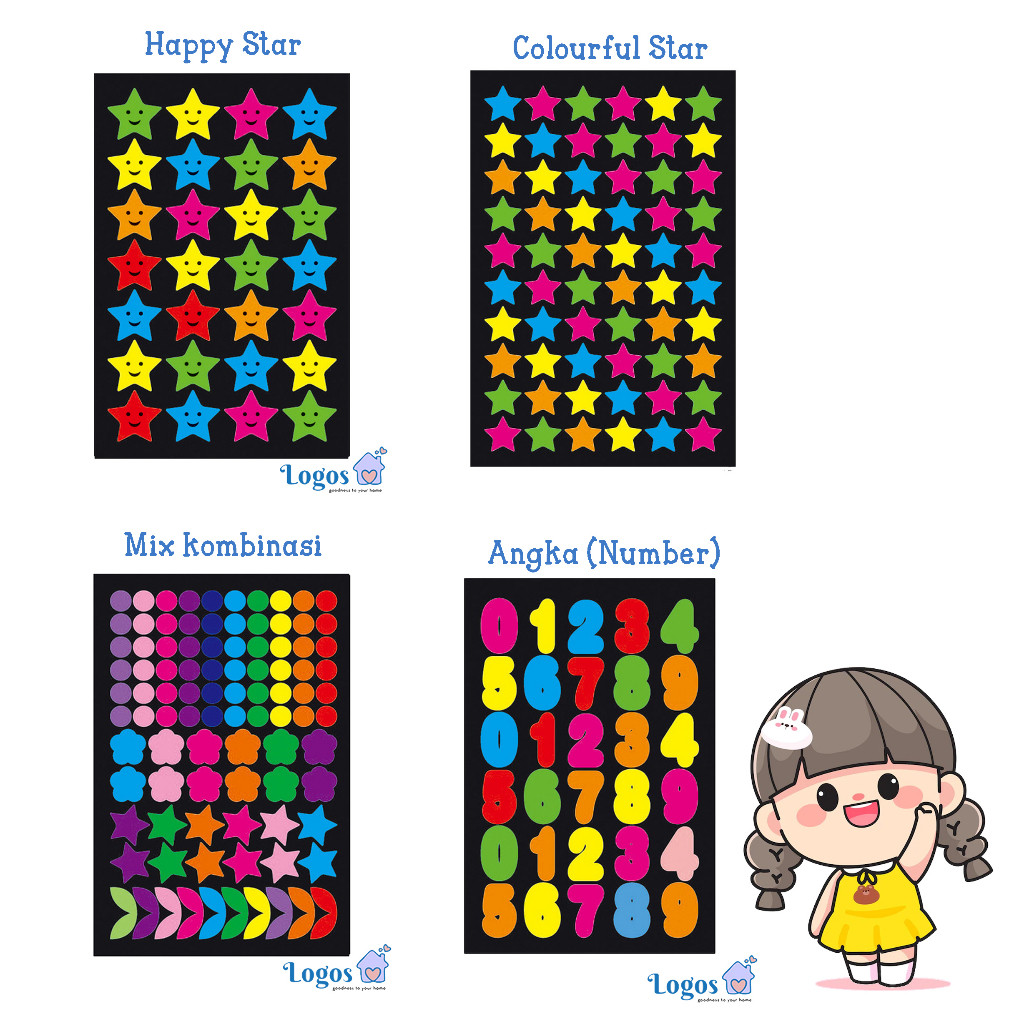 

Sticker non-Karakter Stars Colourful. Stiker Hadiah Anak Bintang