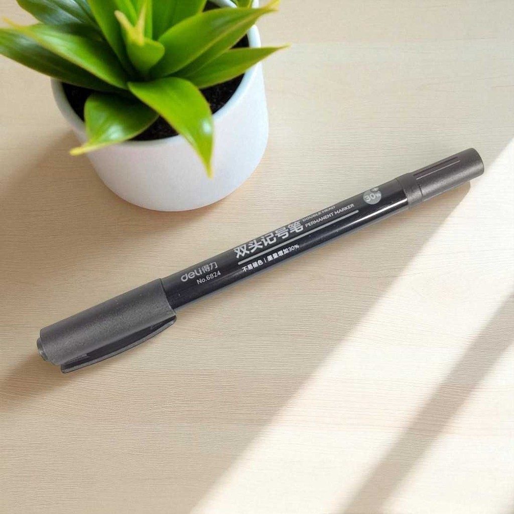 

TAMSTRE Deli Pena Permanen Dual Head Tip Marker Pens Waterproof - 6824