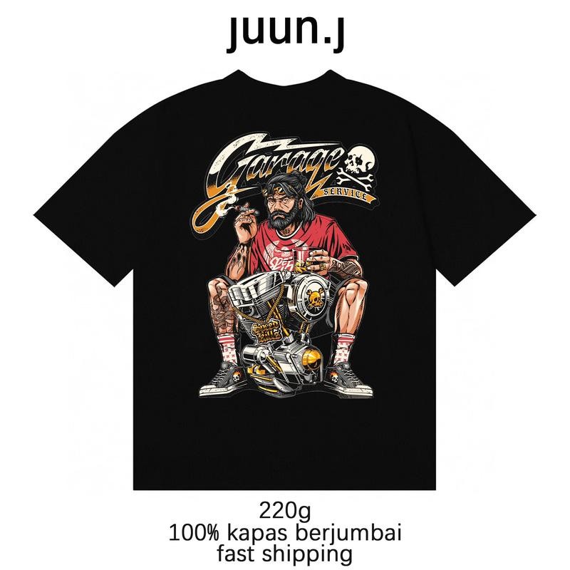Cetak Grafis 【Bayar di Tempat】juun j Kaos Grafis Layanan Garasi |   Desain Biker Keren Luar ruangan