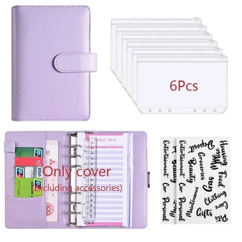 

2026 A6 Binder Budget PU Leather PlannerPockets Expense Budget Sheets Notebook Cash Envelope Organizer System with Clear Zipper