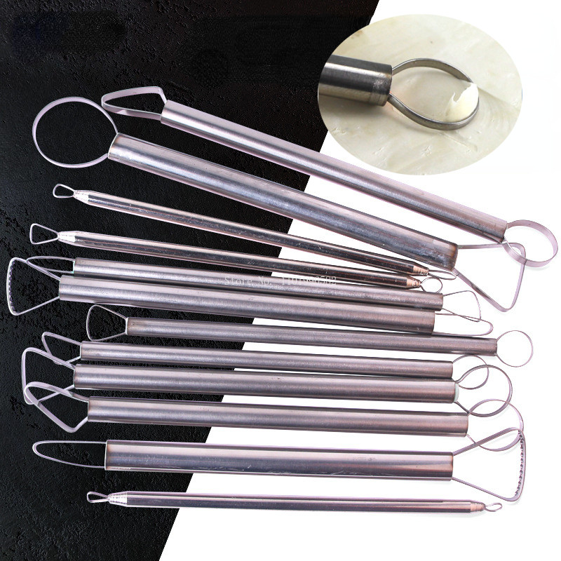 

Pottery Stainless Steel Clay Sculpture Scraper 12pcs DIY Ceramic Doll Model Repair Billet Pull Billet Sculpture Molding Tools