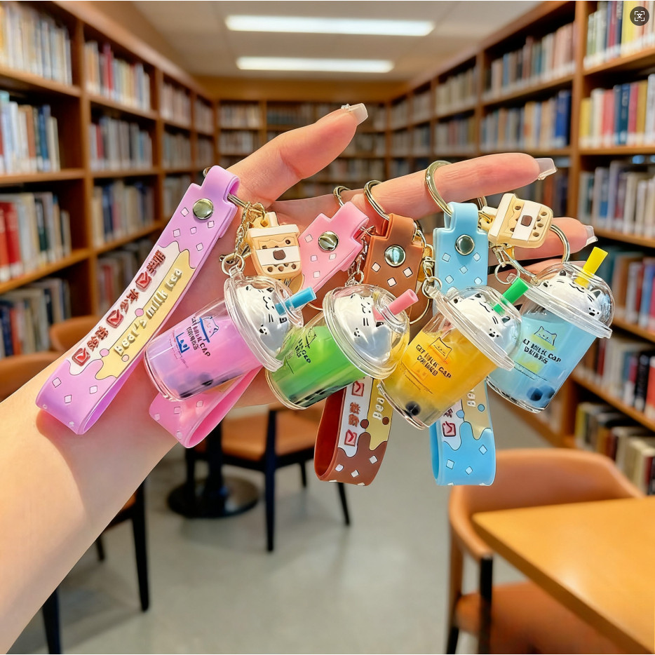 Grosir gantungan Kunci Cangkir Teh Susu Elegan - Desain Unik untuk Mobil, Motor, dan Tas Anda