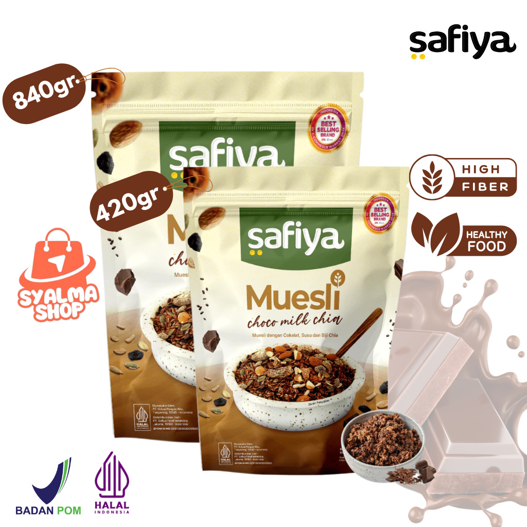 

Safiya Muesli Choco Milk Chiaseed Sereal Oatmeal Diet Tinggi Serat Antioksidan Pencernaan Lancar