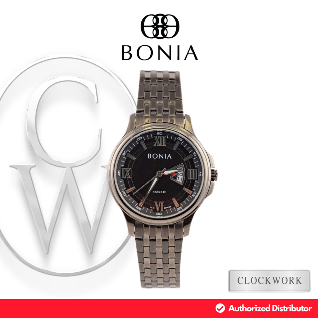 Jam Tangan Wanita Bonia Rosso BR169-2733 Rantai Retro Casual Hitam