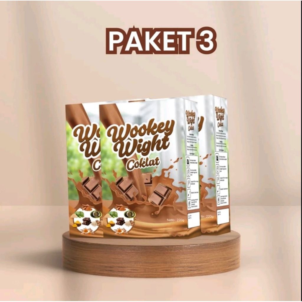 

Wookey Weight Coklat Chocolate Susu Penggemuk Badan - 3 Box