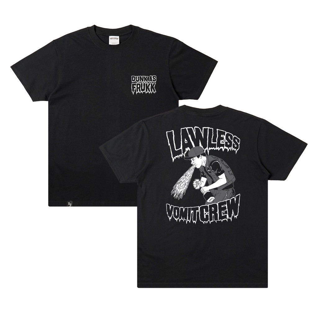 HOT 【COD】Lawless - Vomit Crew Tshirt - Black/ OKE T-Shirt Tee