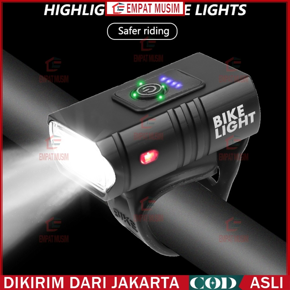 Lampu Depan Sepeda LED T6 USB Rechargeable 6 Mode 1000 Lumens - Lampu Sepeda - TaffLED BK60