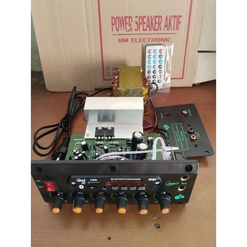 Kit power spiker aktif mono karaoke plus BT trafo 5 amp