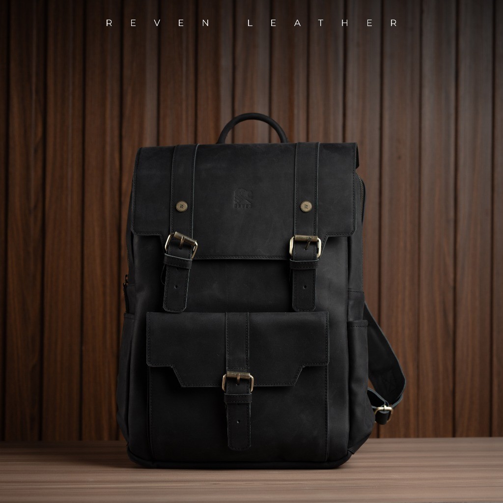 Reven Leather  Harrier Luggage Backpack - Tas Ransel Punggung Pria Kulit Sapi Asli Free Dompet STNK