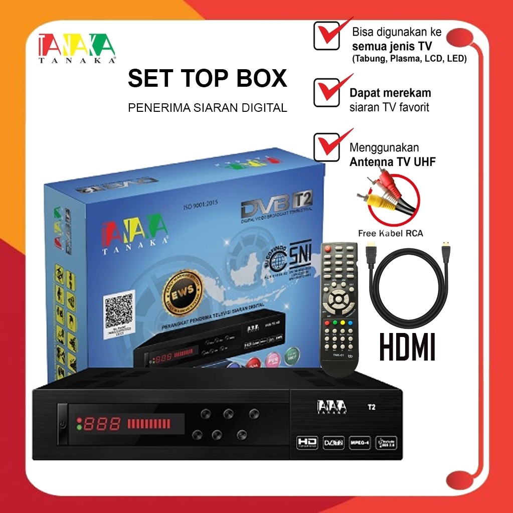 Tanaka STB Digital DVB T2 +HDMI +RCA Merek Type T2Murah