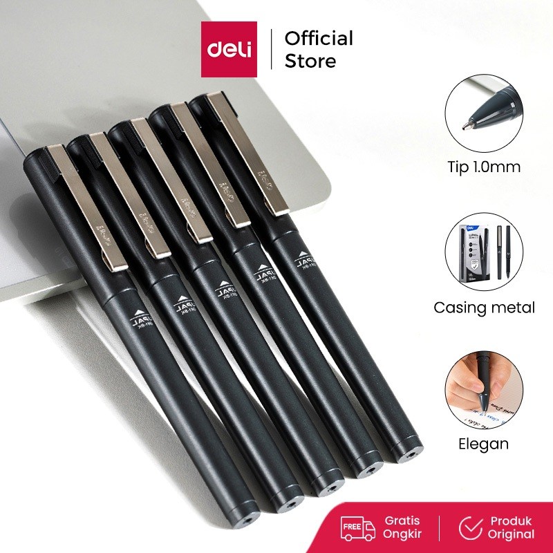 

Deli Nusign Business Gel Pen / Pulpen Gel Profesional 1.0mm Casing Metal EG61