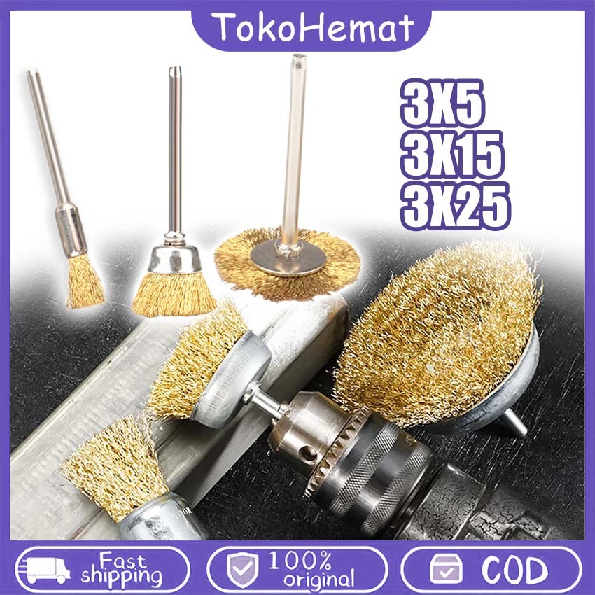 Sikat Kawat Kuningan Mini Set 9pcs Sikat Kawat Mata Bor Mata Gerinda Sikat Kawat Wire Brush Bor