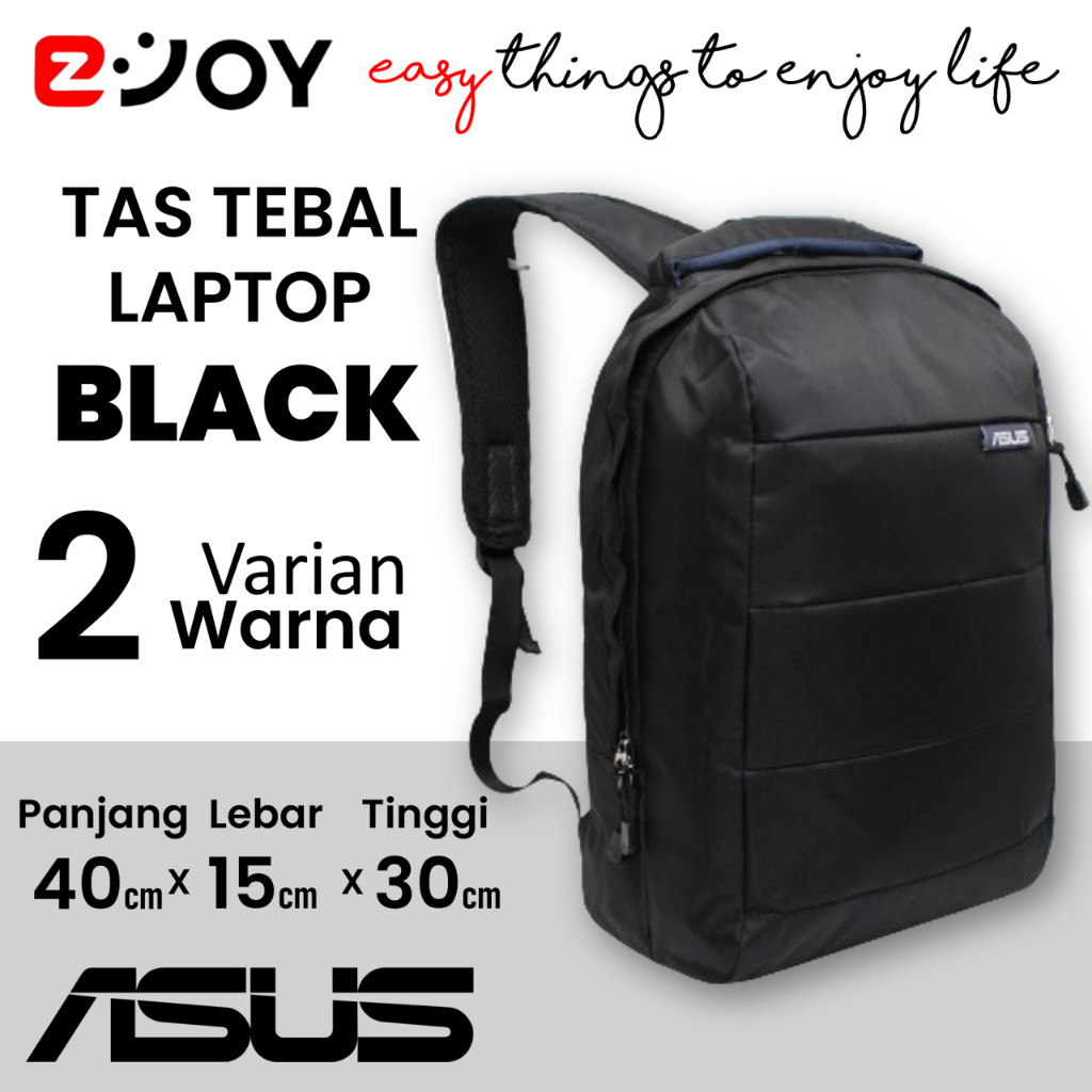 Luxe Looks Man Tas Laptop Unisex Asus Warna Hitam dan Biru / Ransel Laptop Tebal / Tas Laptop Asus K
