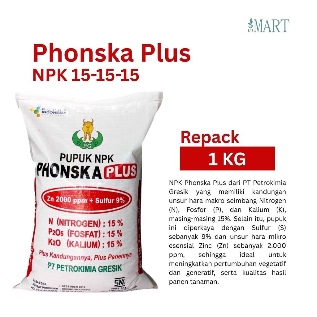 Pupuk Phonska Plus NPK 15 15 15 Kemasan Repack 1Kg