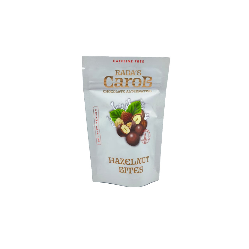 Rada's Carob Chocolate Alternative Hazelnut Bites 60Gr Radas Carob Caffeine Free .