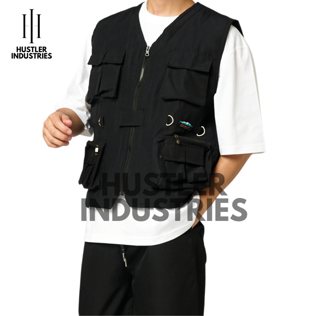 VEST CARGO HITAM MULTIFUNGSI ROMPI CAESAR LAPANGAN OUTDOOR TERMURAH