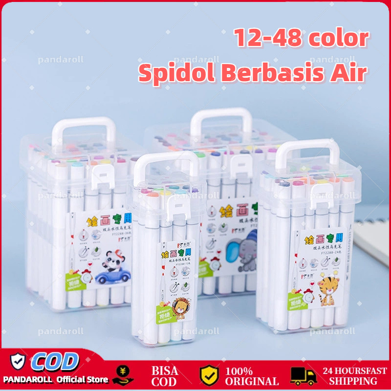 

PANDA Spidol Warna Warni 1 Set, Berbasis Minyak Ujung Ganda Set Lengkap Marker Anak Pensil Cat Air Set Warna