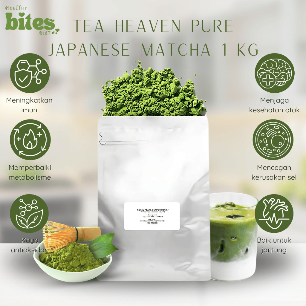 

FLAVORYA Pure Matcha Powder 1Kg Tea Heaven Pure Japanese Matcha Bubuk Matcha Jepang Original Matcha Premium