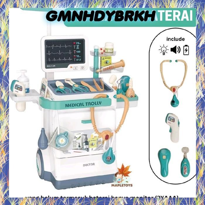 BATERAI LENGKAP Mainan anak dokter troli + BAJU dokter set aksesoris lengkap mainan anak dokter dokt