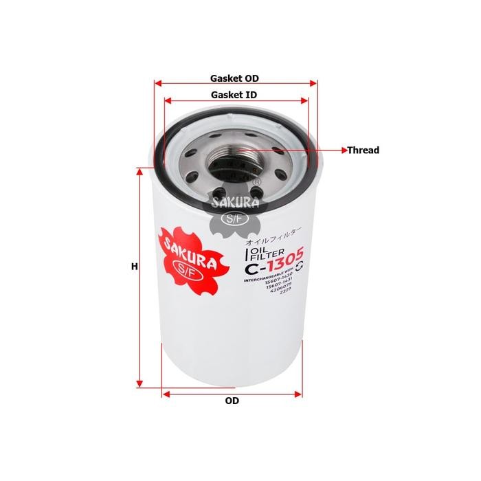 Sakura Oil Filter Oli C-1305 Hitachi EX 200/3, Hitachi Zaxis 200-1, Hitachi Zaxis 200-2, Hitachi Zax