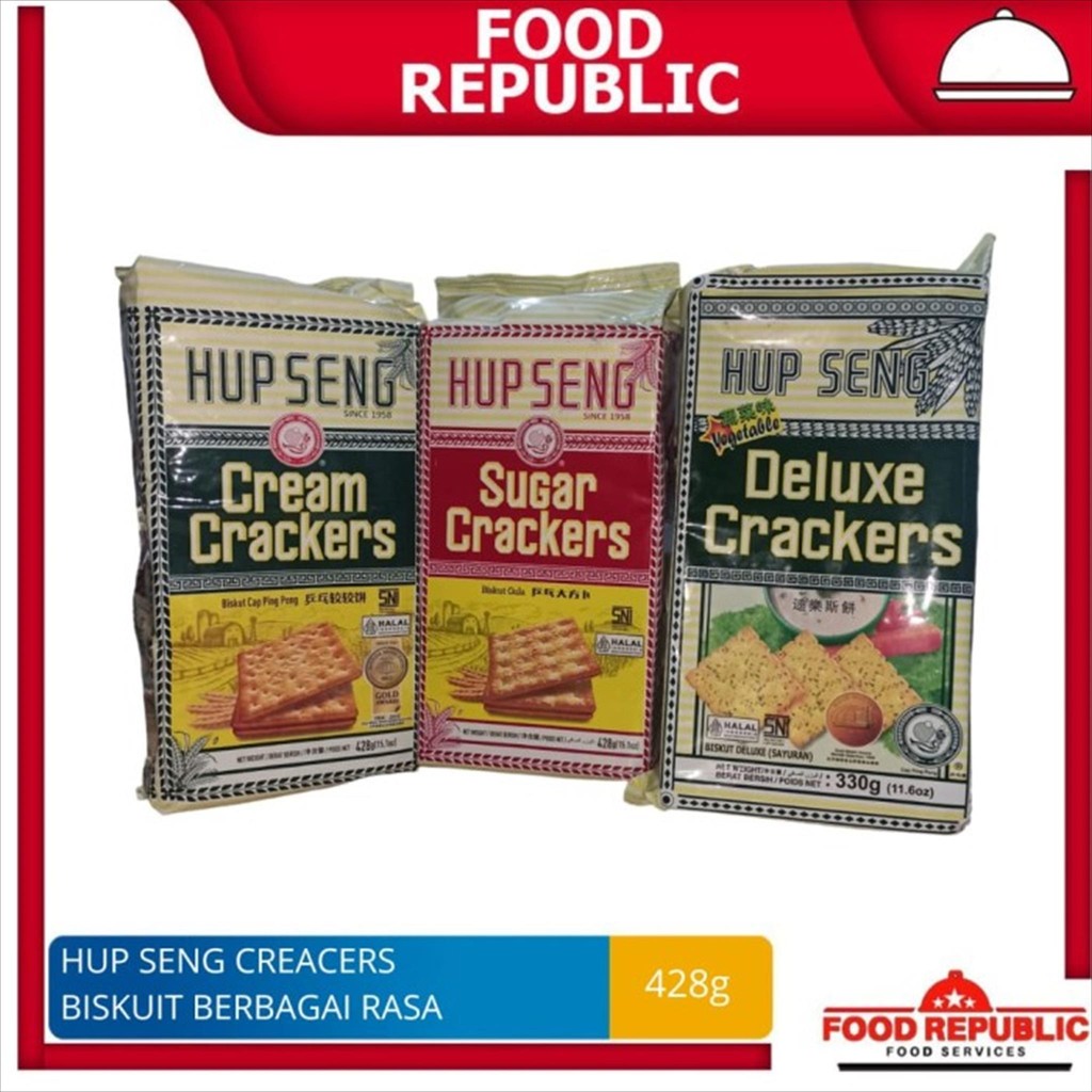 Vintagey2K2 Hup Seng Cream Crackers /Sugar Crackers / Deluxe Crackers 428Gr Halal