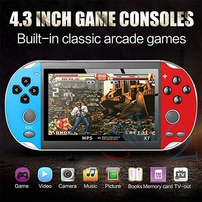 TERJAMIN /Ready stok COD PSP X7/X7 Plus 4.3 Inci Layar Besar Dual Joystick Retro Game Arcade