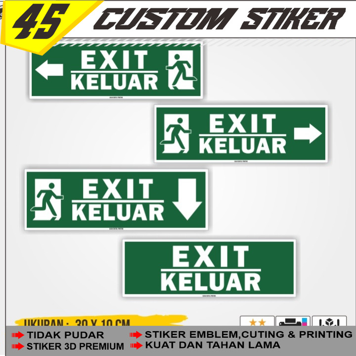 Stiker Jalur Evakuasi Exit Sign