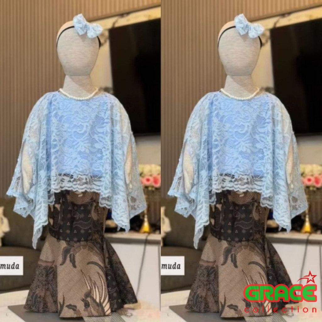 Gracecoll Terkini Setelan Anak Eka Ukuran M - XL (2 - 7 tahun) | Setelan Batik Kebaya Anak Balita | 